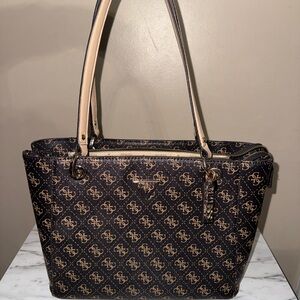 Guess Black and Tan Logo Tote
